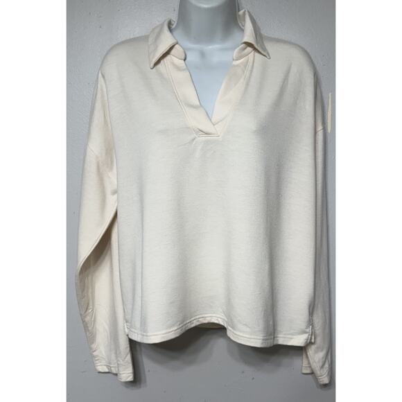 J.CREW Tops - J.Crew Top Shirt Cream Women’s Large Collared Long Sleeve Neutral Minimalist